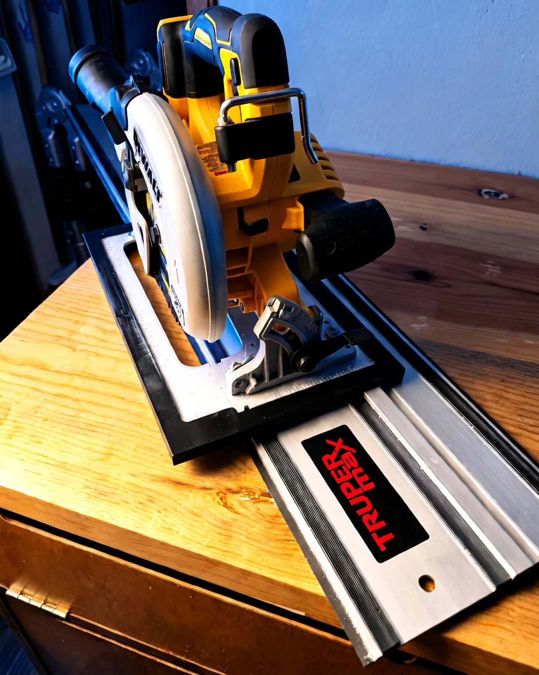 Adaptador en PETG para montar sierra circular DeWalt DCS570 en riel guía Truper MAX